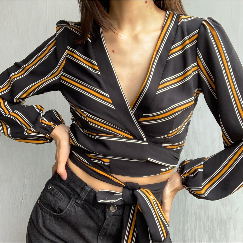 Forever21 Striped Wrap Blouse